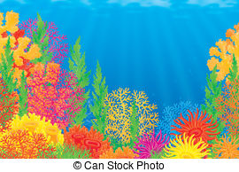 ... Coral reef - Underwater background with colorful corals of a.