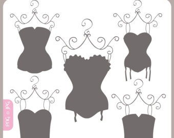 Corsets Silhouettes - corsets, bridal shower, shabby chic, lingerie shower, vintage style - Personal and Commercial Use Clipart
