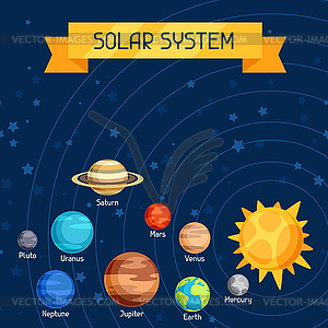 Cosmic with planets of solar system - vector clipart