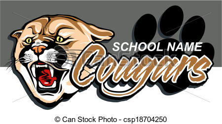 cougars mascot design with paw print