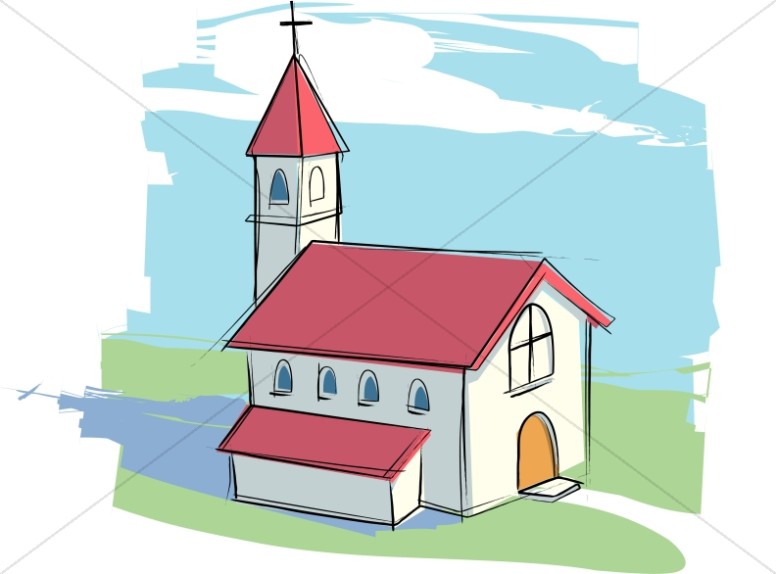 Country Church with Rural Lan - Church Clipart Images