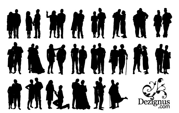 Couple Silhouette Clipart Free Vector