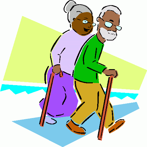 Couple Walking With Canes Cli - Old Person Clip Art