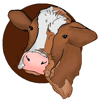 cow head facing left on a bro - Cow Head Clip Art