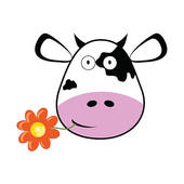 ... cow head with a flower vector illustration
