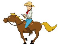 cowboy galloping on horse cli - Clipart Cowboy