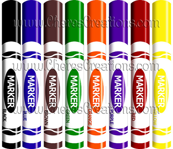 marker clipart black and whit