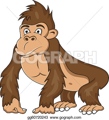 Crazy cute monkey sign illustration u0026middot; funny gorilla cartoon