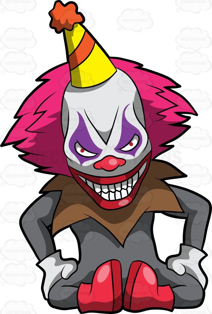 A creepy and frightening clown sitting on the floor #cartoon #clipart  #vector #vectortoons #stockimage #stockart #art
