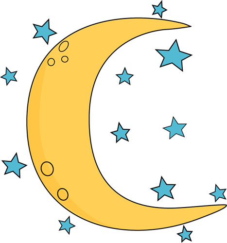 Crescent Moon and Stars Clip Art - Crescent Moon and Stars Image