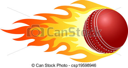 Flaming Cricket Ball Vector