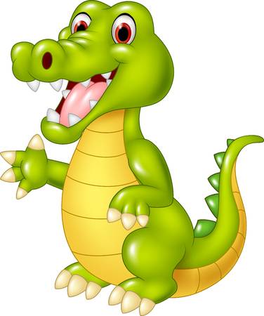 Vector illustration of Cartoon funny crocodile waving hand isolated on  white background