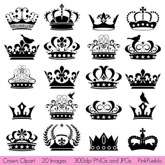 Crown Clipart Clip Art, Crown Silhouette Clipart Clip Art - Commercial and Personal Use.
