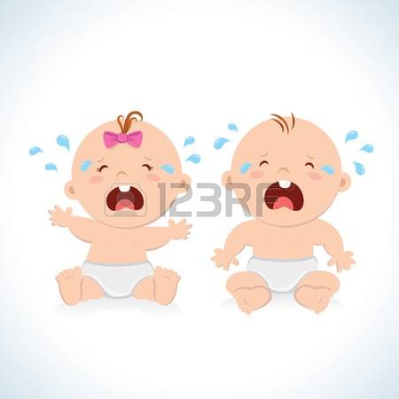 crying baby: Crying baby boy and baby girl Illustration