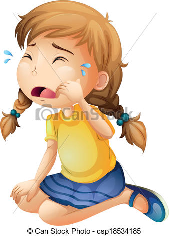 A Little Girl Crying Vector