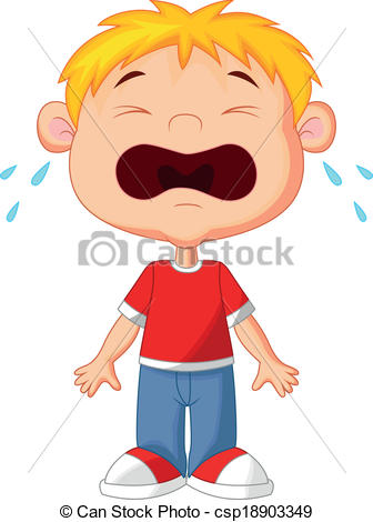 Young Boy Cartoon Crying Vector