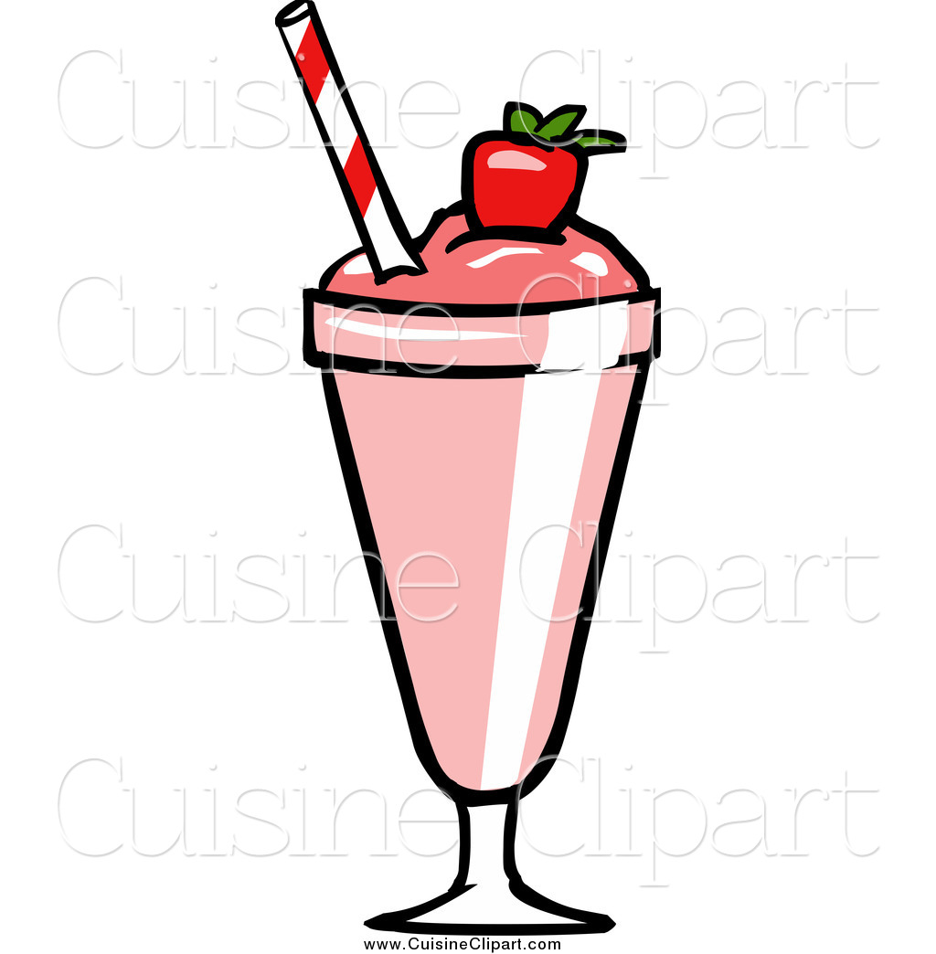 Cuisine Clipart Of A Pink Strawberry Milkshake By Cartoon Solutions