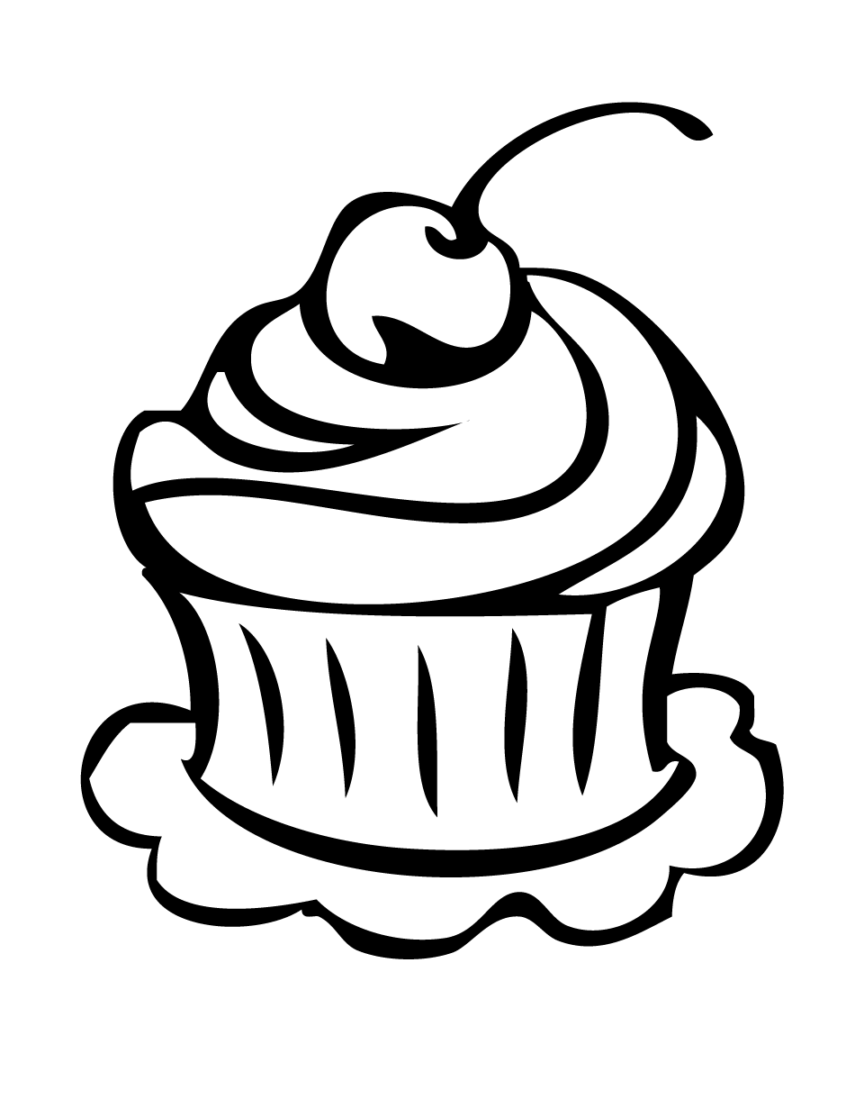 Cupcake black and white drawing cupcake clipart