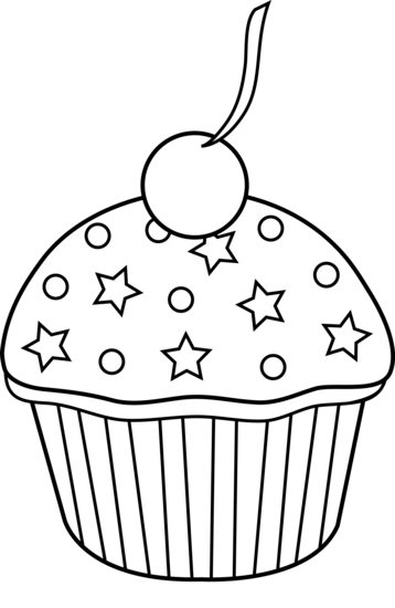 Birthday cupcake clipart black and white - ClipartFest