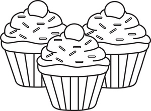 cupcakes clipart black and wh