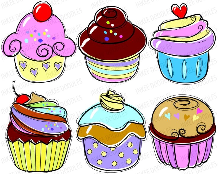 Cupcake doodles clip art candy .