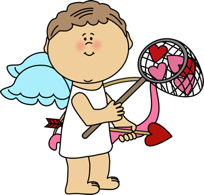 Cupid Catching Valentine Hearts Clip Art