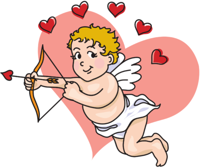 Cartoon cupid red love heart 