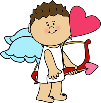 Cupid with Heart Balloon Clip Art