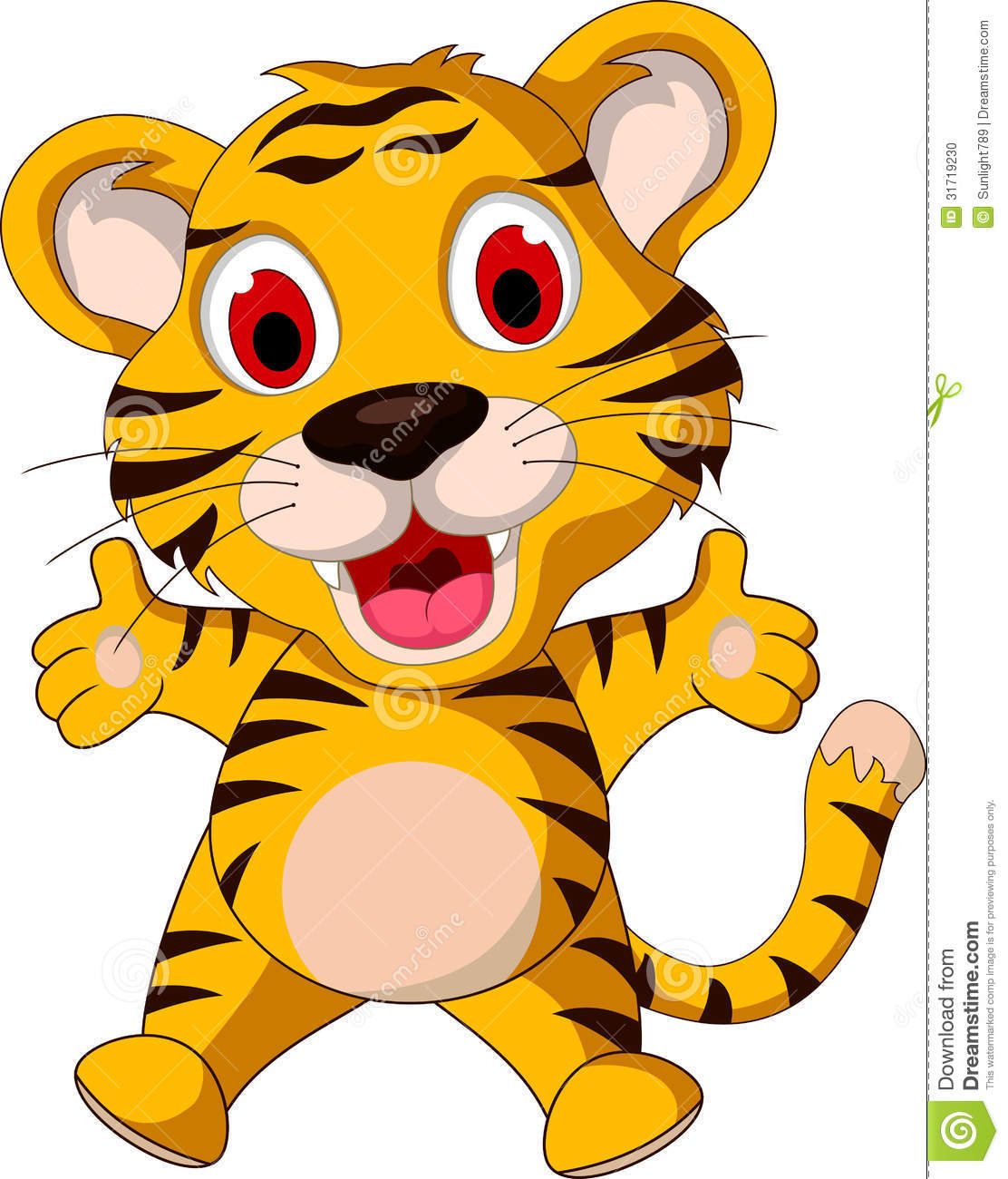 cute tiger clipart black and white