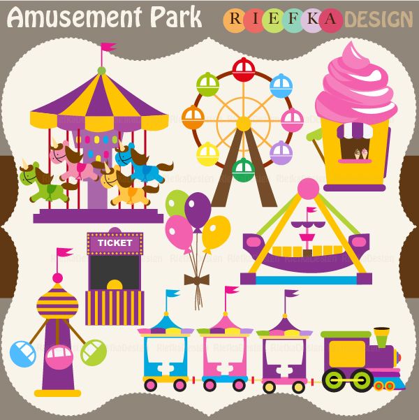 Cute and Fun 8 graphic elements of Amusement Park . Perfect for your craft project,
