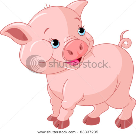 Cute Baby Piglet With A Curly - Piglet Clipart