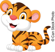Cute baby tiger cartoon . - Baby Tiger Clipart