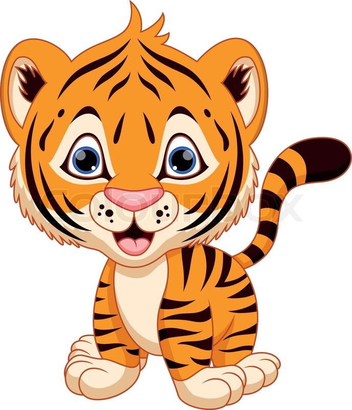 Cute baby tiger cartoon .