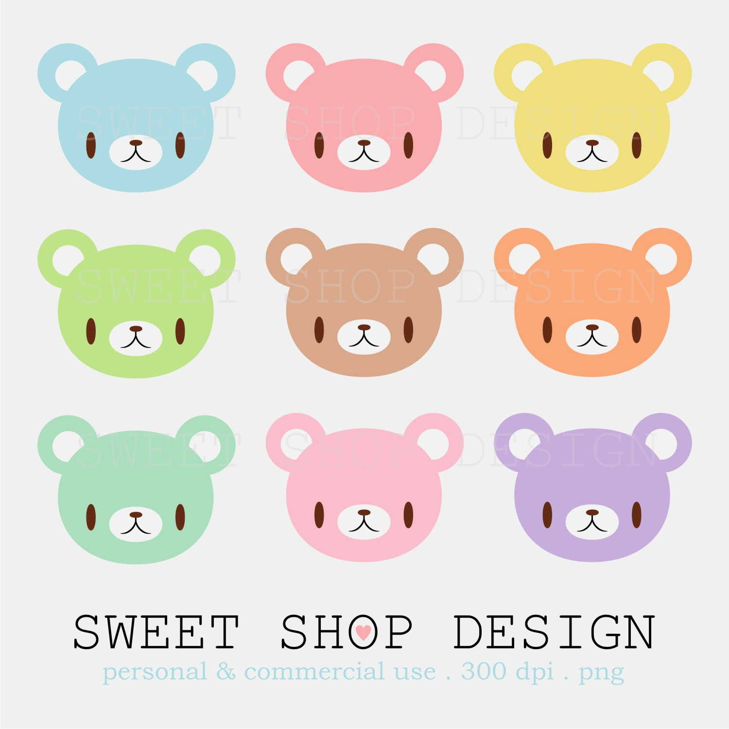Cute Bear Clip Art Animal Clip Art Baby Shower by SweetShopDesign