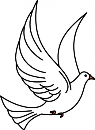 Cute Bird Outline Clipart. Flying Dove clip art Vector .