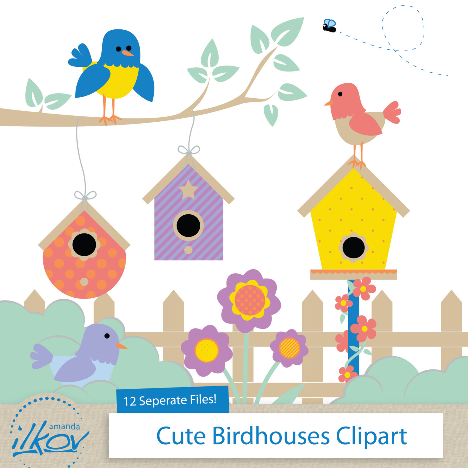... Abstract birdhouse set wi