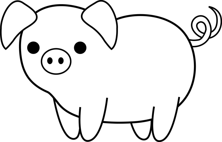Cute Black And White Pig Clip - Pig Clipart Black And White