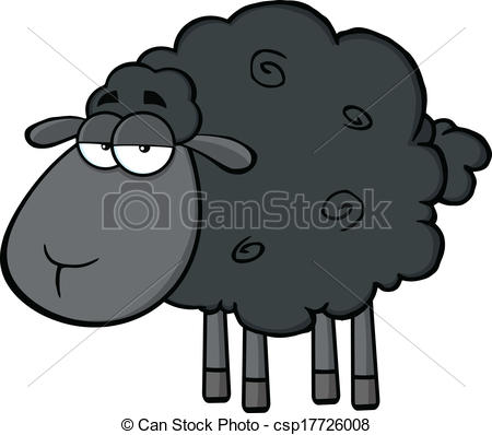 Cute Black Sheep Character . - Black Sheep Clipart