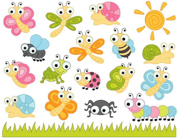 Cute Bugs Clip Art, Insects Clipart, Ladybug, Snail, Dragonfly, Fly, Bee, Caterpillar, Spider - Instant Download - YDC131