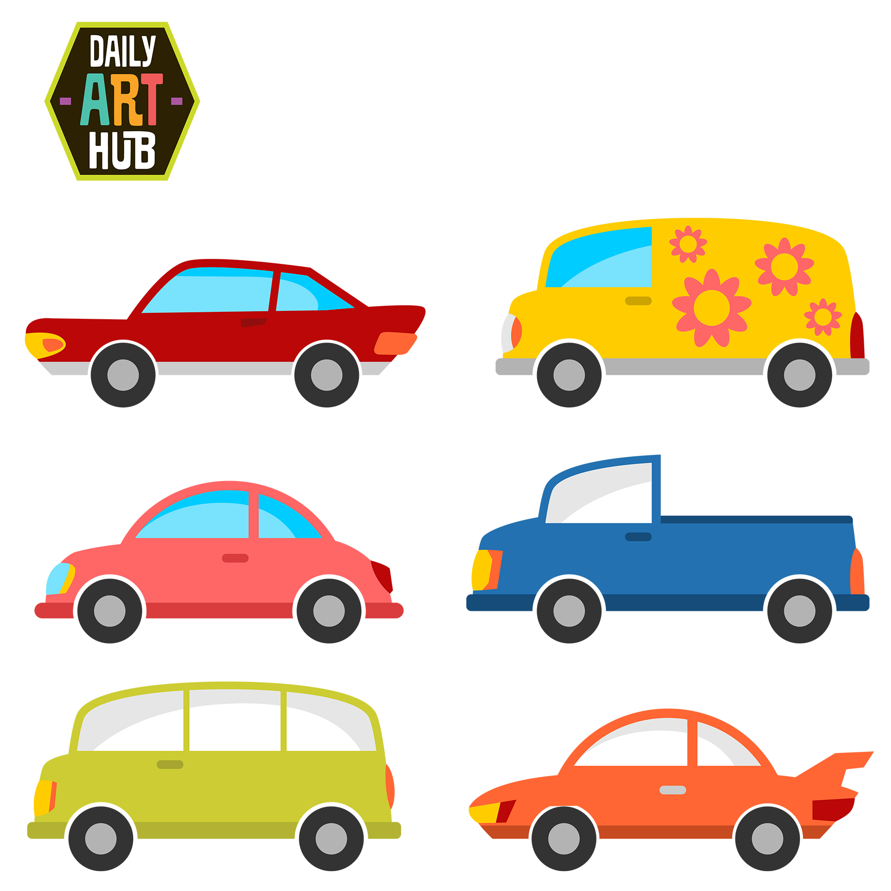 Cute Cars Clip Art Set - Clipart Cars