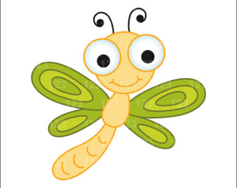 Cute cartoon dragonfly clipart .