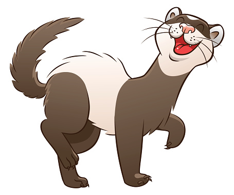 Cute cartoon happy ferret vector art illustration