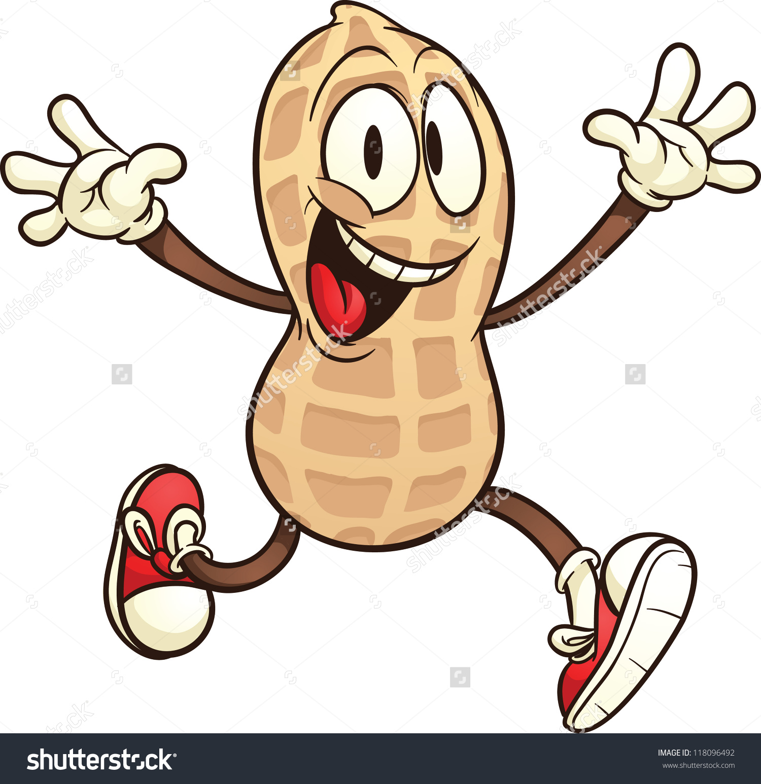 Cute cartoon peanut. Vector clip art illustration with simple gradients. All in a single