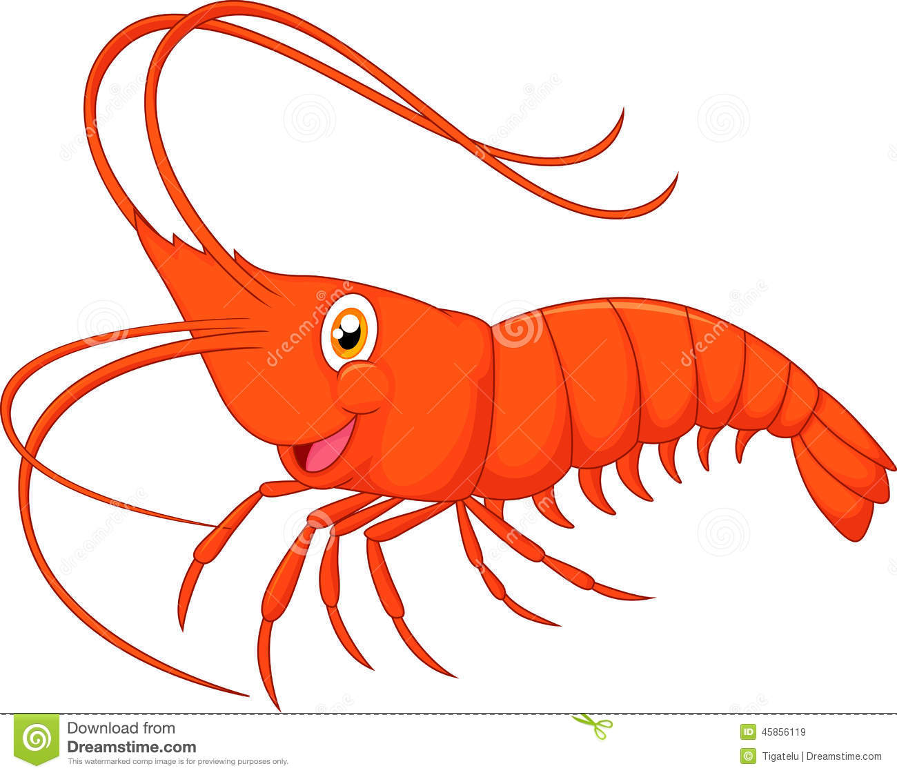 Cute Cartoon Shrimp Stock Vec - Clipart Shrimp