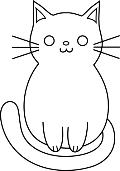 Cute Cat Line Art - Free Clip - Cute Cat Clip Art