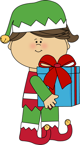 Cute Christmas Elves Clipart Girl Christmas Elf With Gift