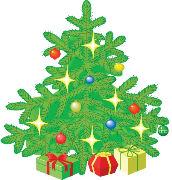 cute christmas gift tree clip art vector