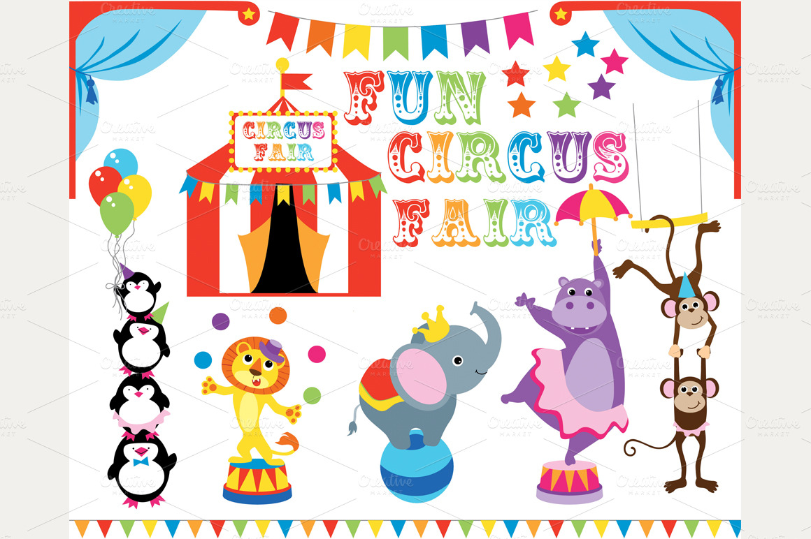 Circus Animals Clipart Set - 