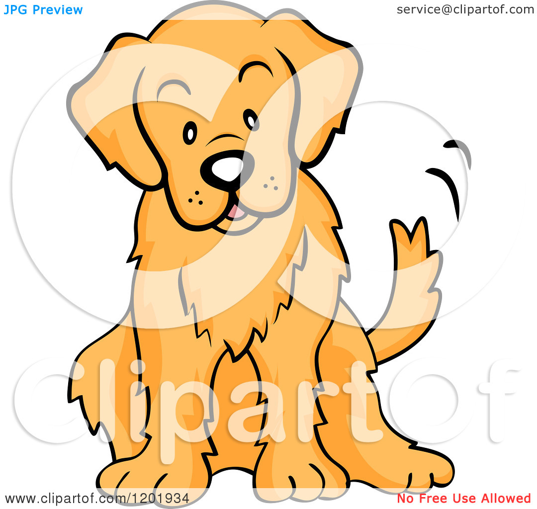 Cute Dog Sitting Down Clipart. Cartoon Of A Cute Golden .