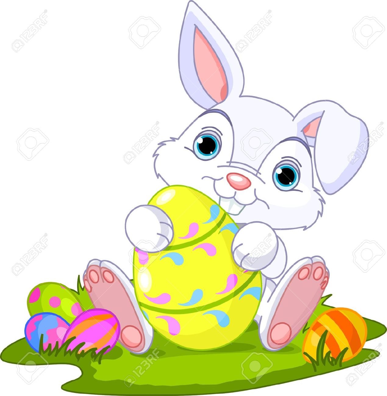 Cute Easter Bunny holding .